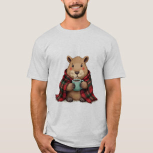 Camiseta Capivara Cobertor Café Natal - Amantes de Animais