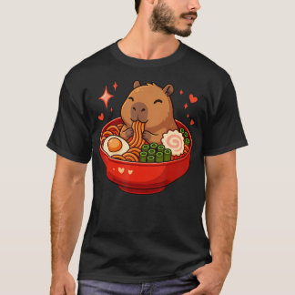 Camiseta Capivara Com Macarrão Ramen Kawaii
