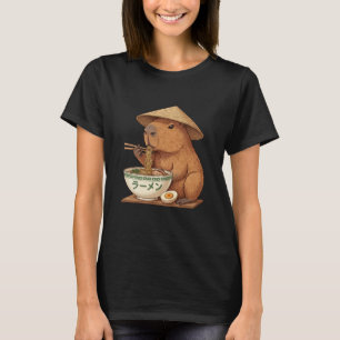 Camiseta Capivara Comendo Ramen Fofo Cartoon Japonês Infant