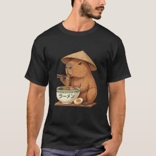 Camiseta Capivara Comendo Ramen Fofo Cartoon Japonês Infant
