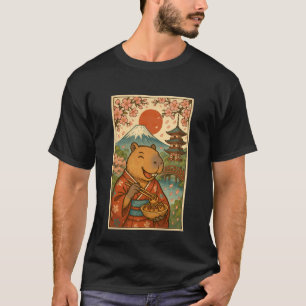 Camiseta Capivara Comendo Tokoyaki de Quimono Monte Fuji Ce