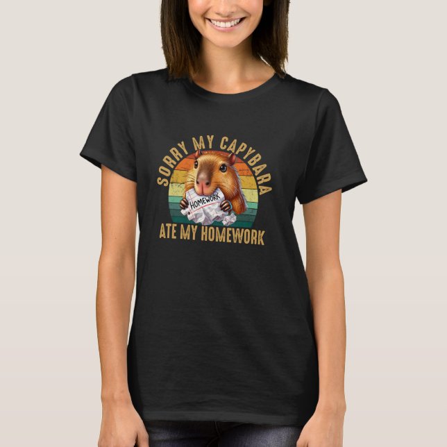 Camiseta Capivara comeu meu dever de casa, capivara (Frente)