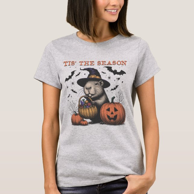 Camiseta Capivara de Halloween É a Estação (Frente)