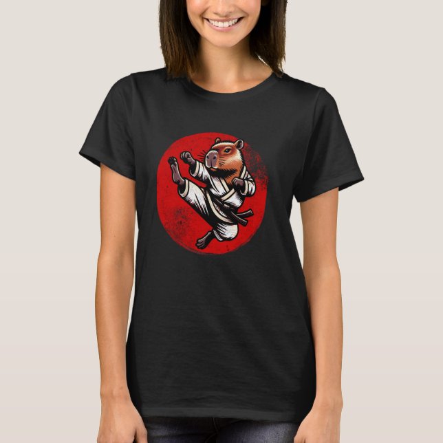 Camiseta Capivara de Karatê Clássico Capivara Engraçada Jud (Frente)