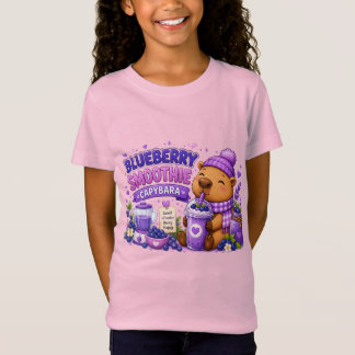 Camiseta Capivara de Smoothie de Mirtilo | Capivara Kawaii
