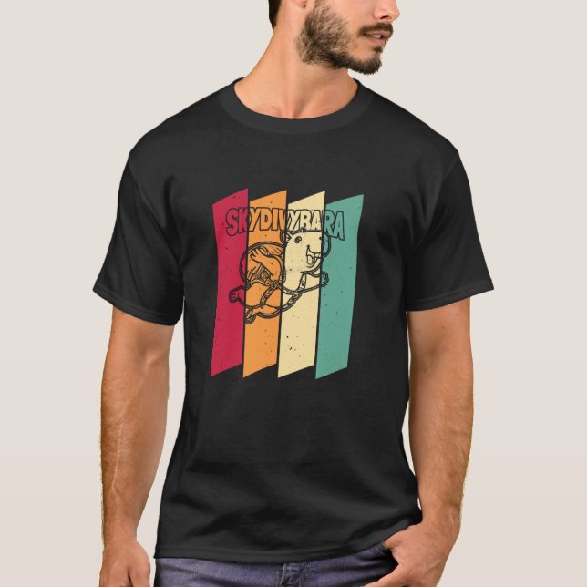 Camiseta Capivara Engraçada de Pára-Quedas Retro - Pára-Que (Frente)