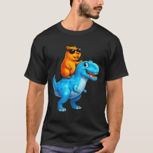 Camiseta Capivara Engraçada Montando Dinossauro, Montando D