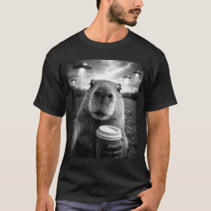 Camiseta Capivara engraçada selfie alienígena ovni meme 