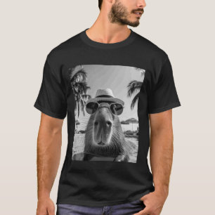 Camiseta Capivara Engraçada Selfie Férias de Verão