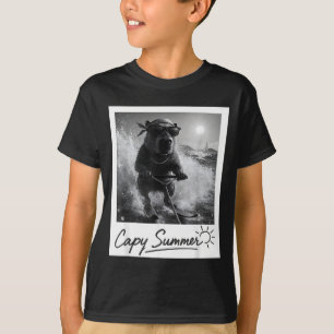 Camiseta Capivara esquiando na água verão meme engraçado