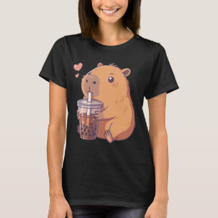 Camiseta Capivara Fofa Bebendo Chá Bubble Boba Capivara