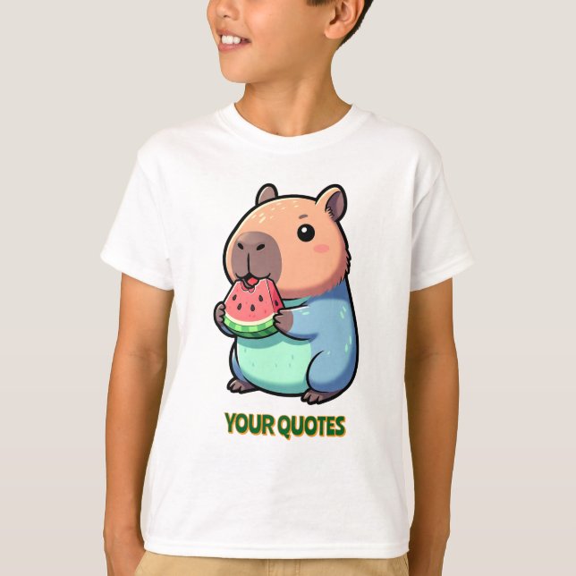 Camiseta Capivara Fofa Comendo Melancia (Frente)