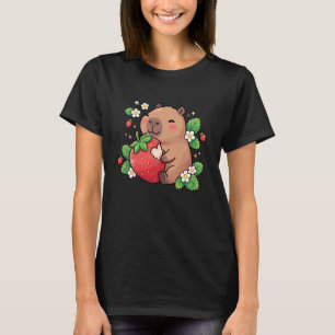 Camiseta Capivara Fofa Comendo Morango Kawaii Lanche de Fru