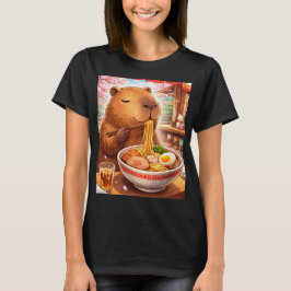 Camiseta Capivara fofa comendo Ramen