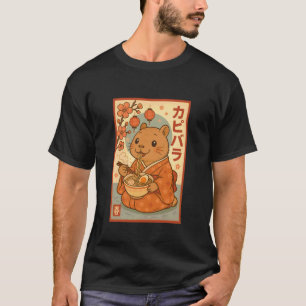 Camiseta Capivara Fofa Comendo Ramen de Kimono no Monte Sak
