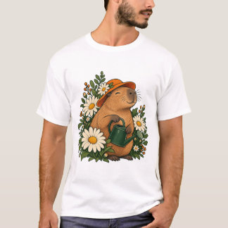 Camiseta Capivara Fofoqueira de Jardim com Margaridas