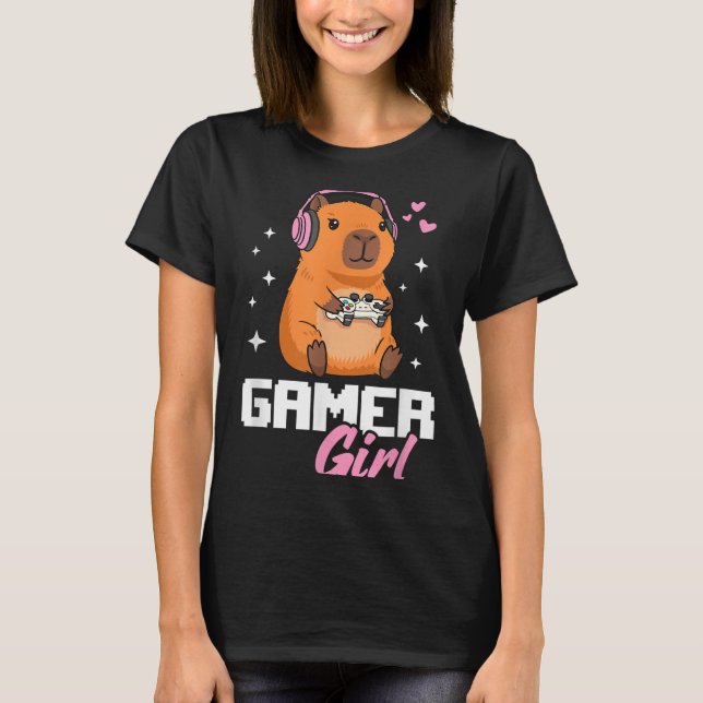 Camiseta Capivara Gamer Garota Jogos  (Frente)