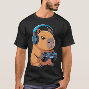 Camiseta Capivara Gamer Jogando Video Games Capivara Jogos