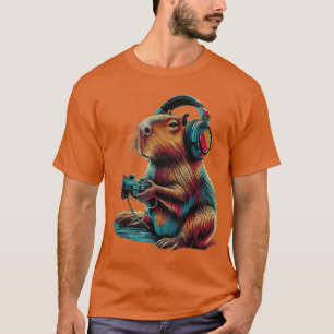 Camiseta Capivara Gamer Legal Capy Roedor Homens Meninos Yo