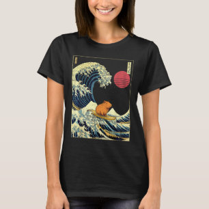 Camiseta Capivara Japonês Kanagawa Onda Divertido Surf Anim