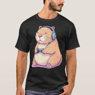 Camiseta Capivara Jogando Video Games Engraçado