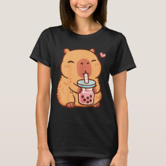 Camiseta Capivara Kawaii Anime Bebendo Chá Bubble Lover