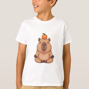 Camiseta Capivara Meditando Zen Laranja Crianças