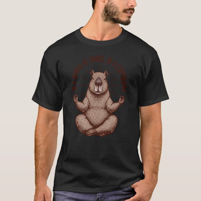 Camiseta Capivara Pacífica Meditando  Zen Anima Engraçado F (Frente)
