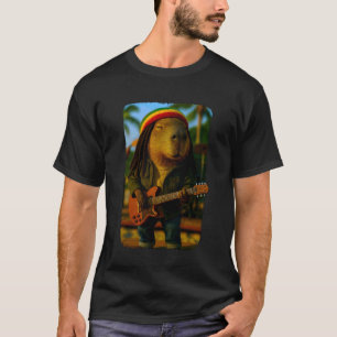 Camiseta Capivara Reggae Engraçado Tocando Violão Meme Rast