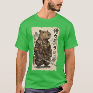 Camiseta Capivara Samurai Arte Japonesa Vintage Animal Engr