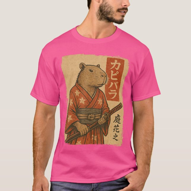 Camiseta Capivara Samurai retrô (Frente)