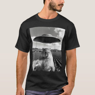 Camiseta Capivara selfie com ovni capivara engraçado capiva