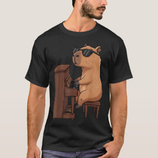 Camiseta Capivara Tocando Piano Músico Garotas Fofas