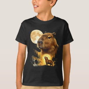 Camiseta Capivara uivando para a lua meme 90s animal