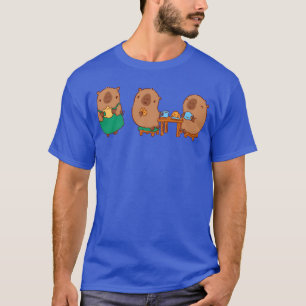 Camiseta Capivaras Em Uma Cafeteria Bebendo Café E Comendo