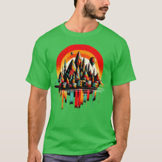 Camiseta Cappadocia Turquia - Design de Círculo Retroativo 
