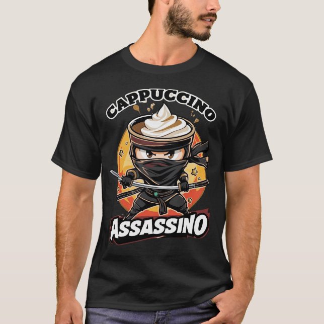 Camiseta Cappuccino Assassino Café Amantes Do Brainro Itali (Frente)