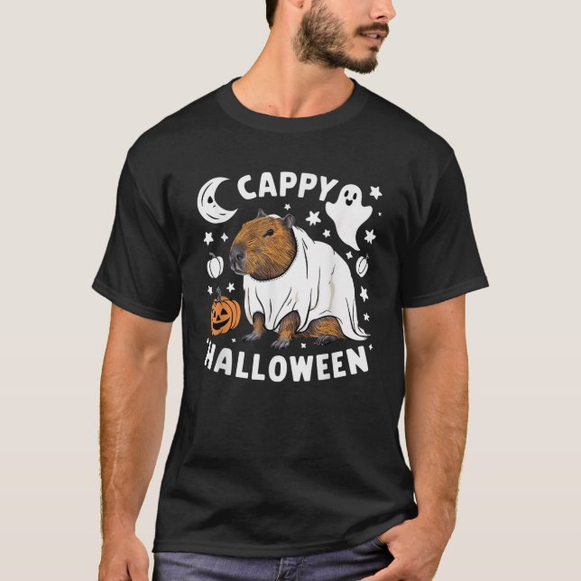 Camiseta Cappy Halloween Cute Capybara Ghost Costume (Frente)