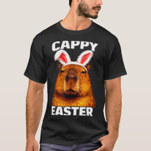 Camiseta Cappy Páscoa capivara engraçada orelhas de coelho