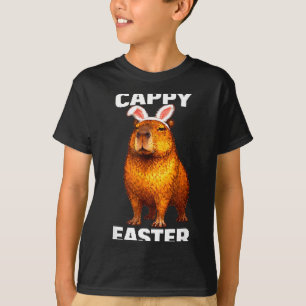 Camiseta Cappy Páscoa capivara orelhas de coelho engraçado