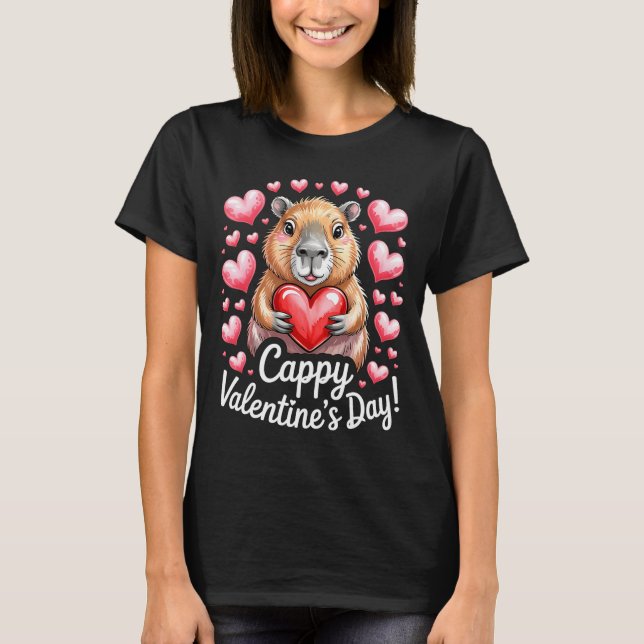 Camiseta Cappy Valentine’s Day Cute Capybara Heart Design P (Frente)