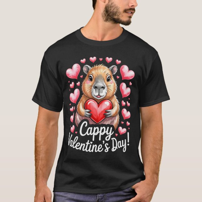 Camiseta Cappy Valentine’s Day Cute Capybara Heart Design P (Frente)