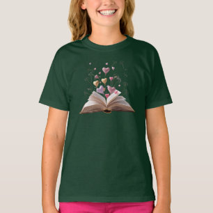 Camiseta Caprichosa de Livro Aberto e Corações Flu