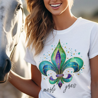 Camiseta Caprichosa Flor de Lis para Mardi Gras