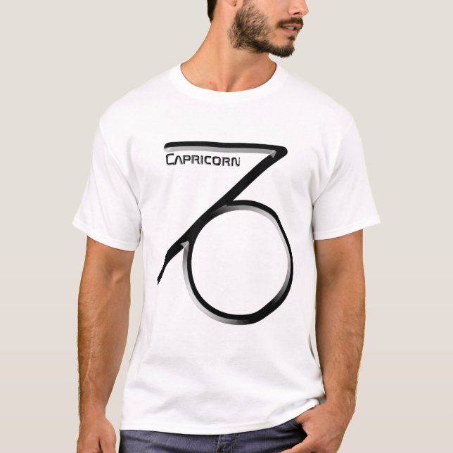 Camiseta CAPRICORN, Design abstrato do Sinal Zodiac, (Frente)