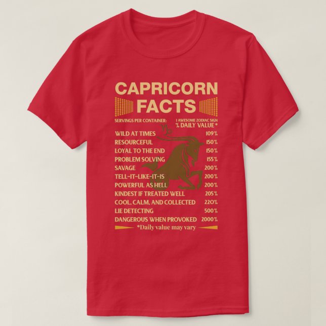 Camiseta Capricorn Facts Zodiac Sign Astrology Birthday Gif (Frente do Design)