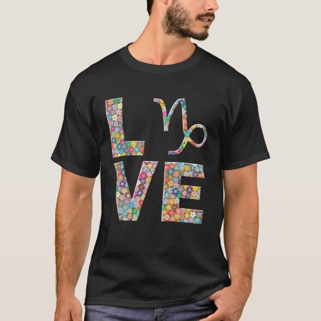 Camiseta Capricorn Zodiac Astrology Love Flowers (Frente)