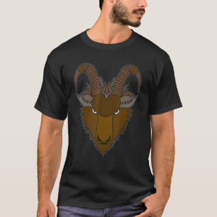 Camiseta Capricórnio Animal Selvagem Retrato Imprimido Whit