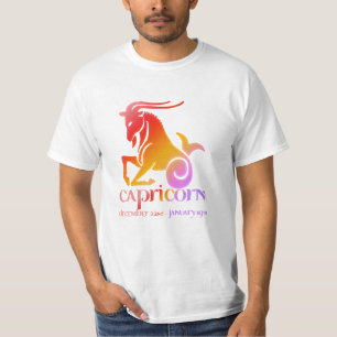 Camiseta Capricórnio Astrologia Laranja e Roxo