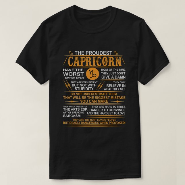 Camiseta Capricórnio Pior Perigoso Quando Provocado (Frente do Design)